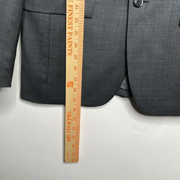 JOE Joseph Abboud 36R/30 Blazer Jacket Wool Coat Slim Fit Grey/Black Plaid Camo - Picture 13 of 15